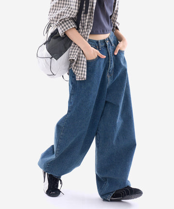 80's retro semi balloon denim pants